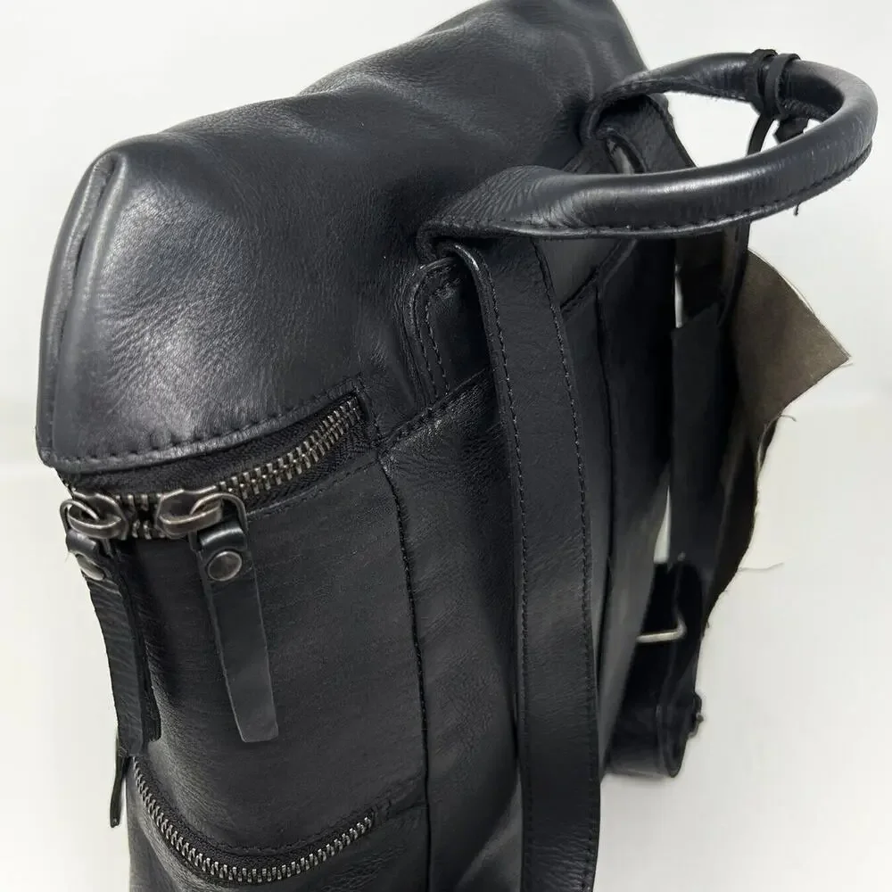 Vlenca Holland Leather Backpack Distressed Black 40770 Anthroplogie NWT